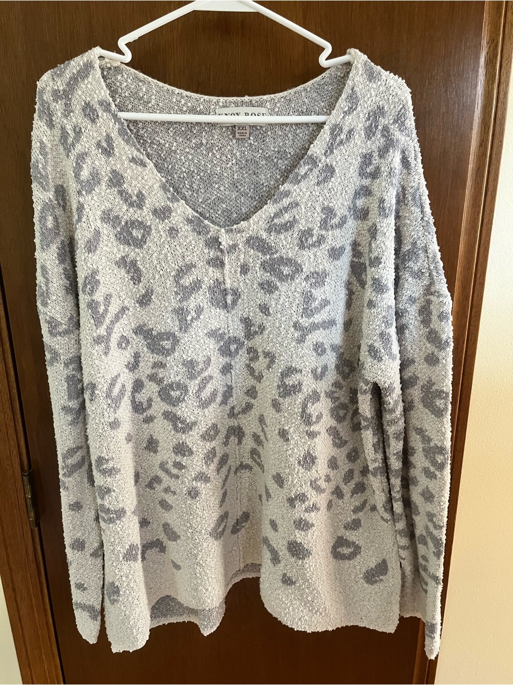 CozyGrey Leopard Print V-Neck Sweater
